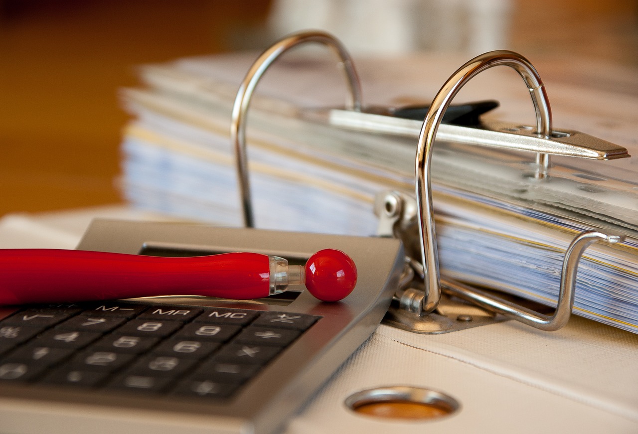 calculator and documents